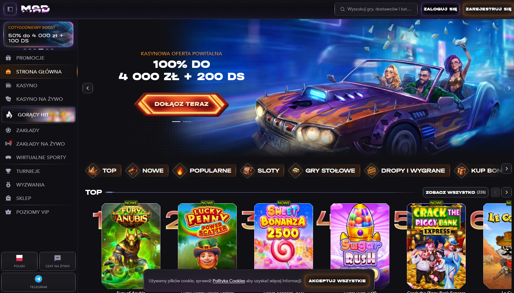 Madcasino bonus kasyno online